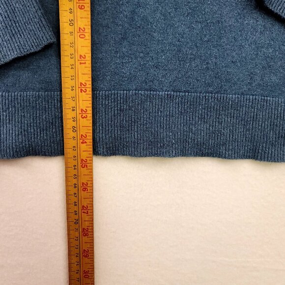 Eddie Bauer Mens V-Neck Sweater Small Blue Cotton Cashmere Blend - Picture 7 of 8